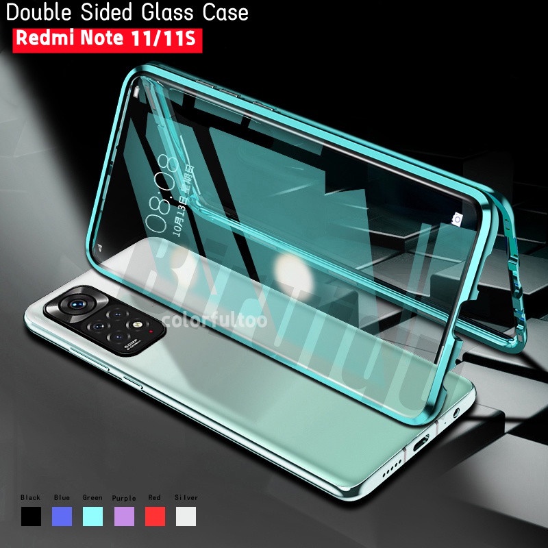 กรณีแม่เหล็กสําหรับxiaomi Redmiหมายเหตุ 13 11 Pro Plus 11Pro + Note11Pro Note13Pro 4G 5Gฝาครอบสองด้านกระจกนิรภัยเคสโทรศัพท์ฮาร์ดกันกระแทกปลอก