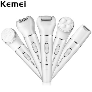 Kemei 5 In 1 เครื่องกําจัดขนไฟฟ้า ล้างทําความสะอาดได้ สําหรับผู้หญิง KM-2199