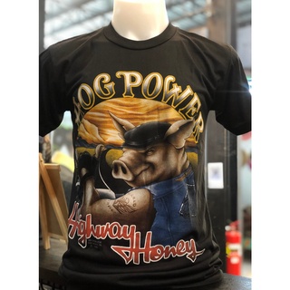 สไตล์มินิมอล HONG POWER HARLEY เสื้อฮาเล่ย์ เสื้อยืด ยืดคอกลม ไม่มีตะเข็บขาง สรีนหน้าและหลังขับเนื้อ งานผ้าบาง คนดัง