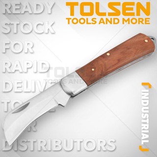 Tolsen 38041 มีดปอกสายไฟ มีดช่างไฟฟ้า มีดพับปอกสายไฟ STL 195 มม. หัวโค้ง # 38041 Electricians knife (INDUSTRIAL)