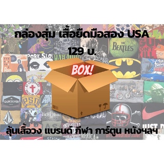 กล่องสุ่มเสื้อยืดมือสอง กล่องสุ่มเสื้อวินเทจ USA ลุ้นงานวง แบรนด์ การ์ตูน กีฬา หนัง สเก็ต งานเก่า ฯลฯ