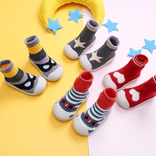 Autumn and Winter New Towel Thickening Childrens Floor Socks Baby Baby Toddler Shoes Rubber Sole Cartoon Tube Socks