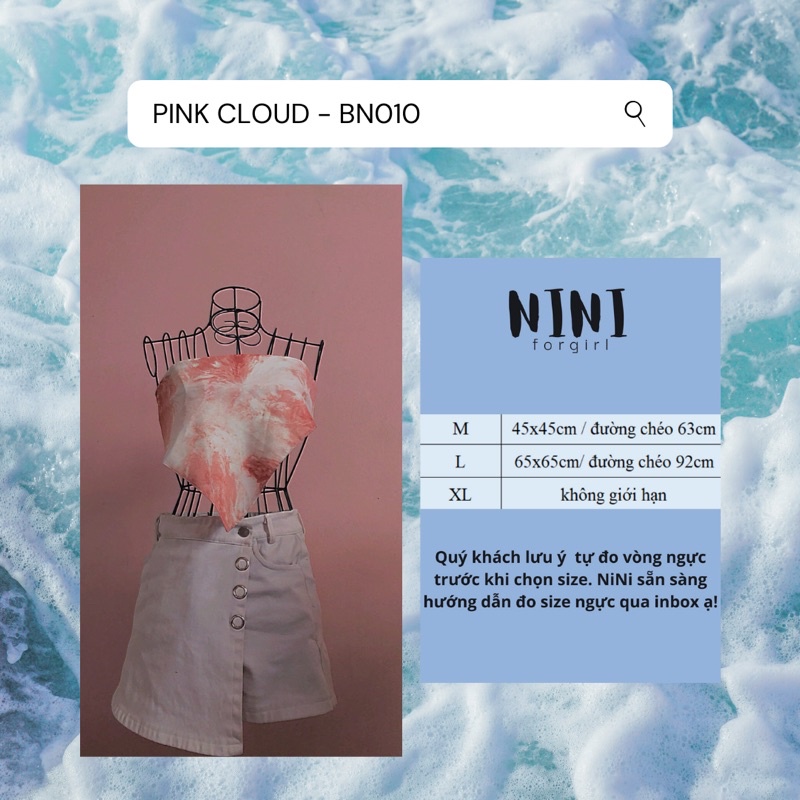 Bandana Bandana Bandana | BN010 | ผ้าโพกหัว | ผ้าพันคอหน้าอกลายเมฆสีชมพู