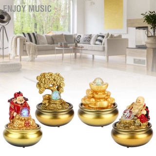 Enjoy Music LED Water Fountain Innovative Resin Waterfall Ornament Art Crafts for Home Office Landscape Decor