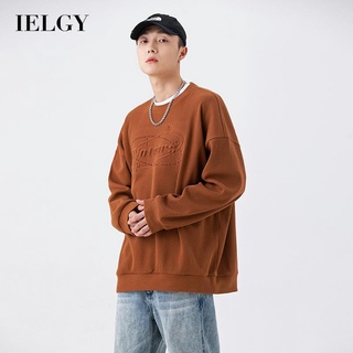 Ielgy เสื้อกันหนาว คอกลม สีพื้น สไตล์ญี่ปุ่น สําหรับผู้ชาย