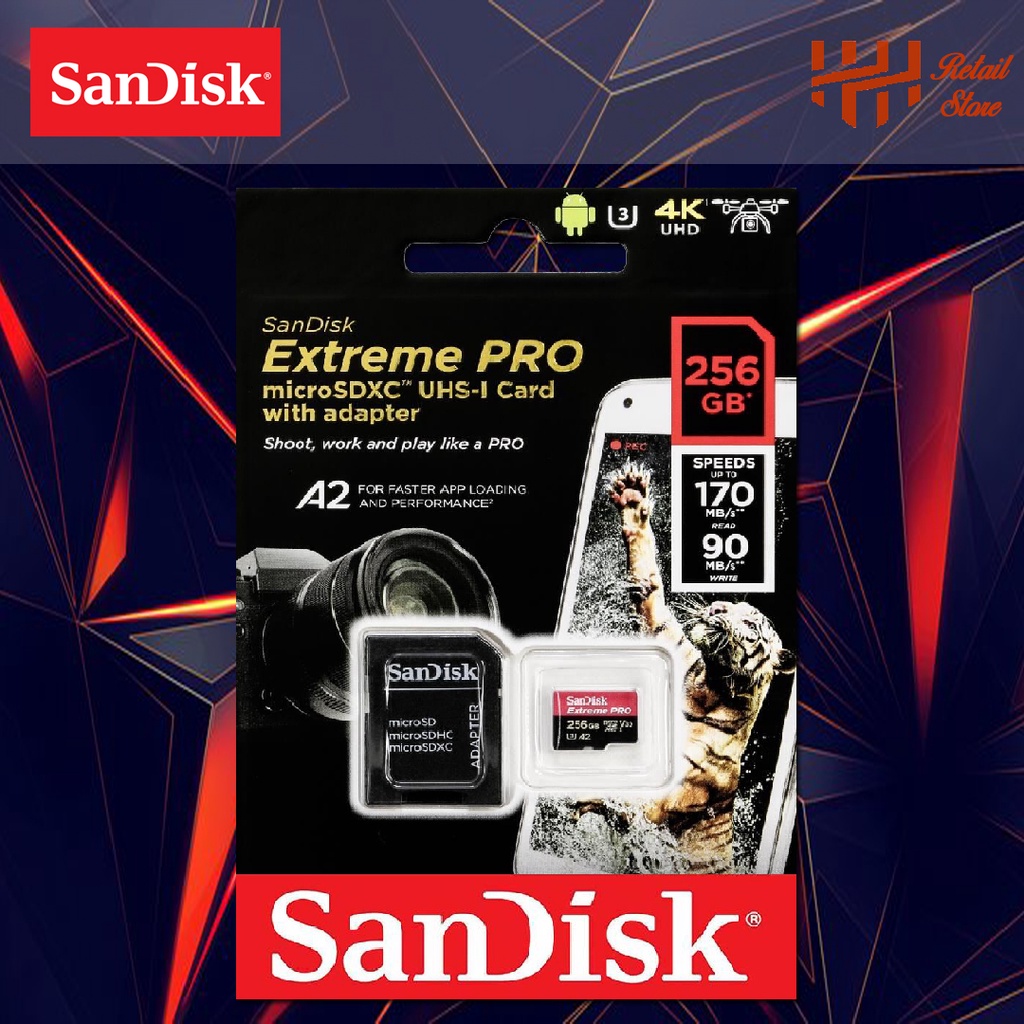 (SanDisk Extreme Pro การ์ด microSDXC UHS-I 64GB/ 128GB) [รับประกันจํากัดอายุการใช้งาน].