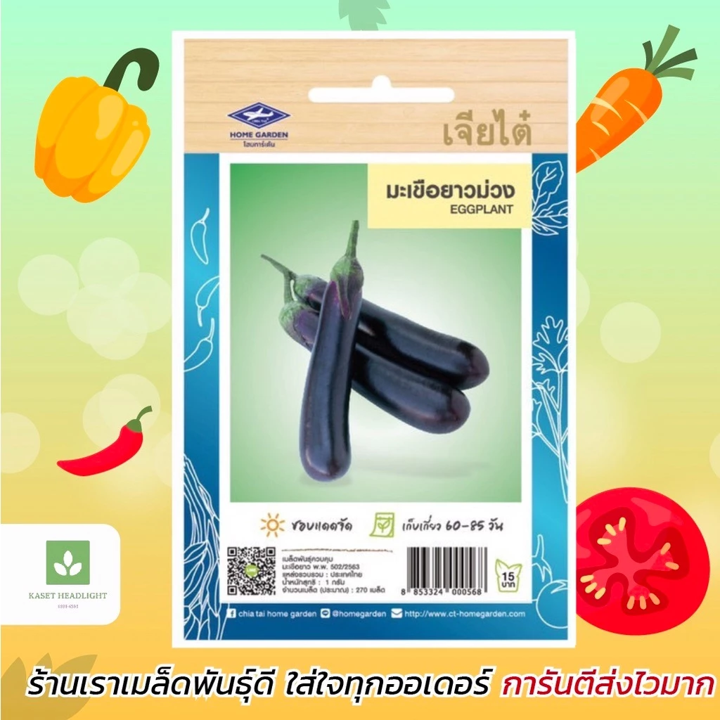 มะเขือยาว สีม่วง เจียไต๋ เมล็ดพันธุ์มะเขือยาว มะเขือยาวม่วง