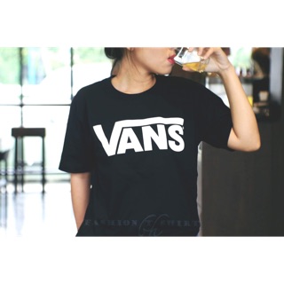 เสื้อยืดแฟชั่นผู้หญิง ผู้ชาย Vans สีดำ