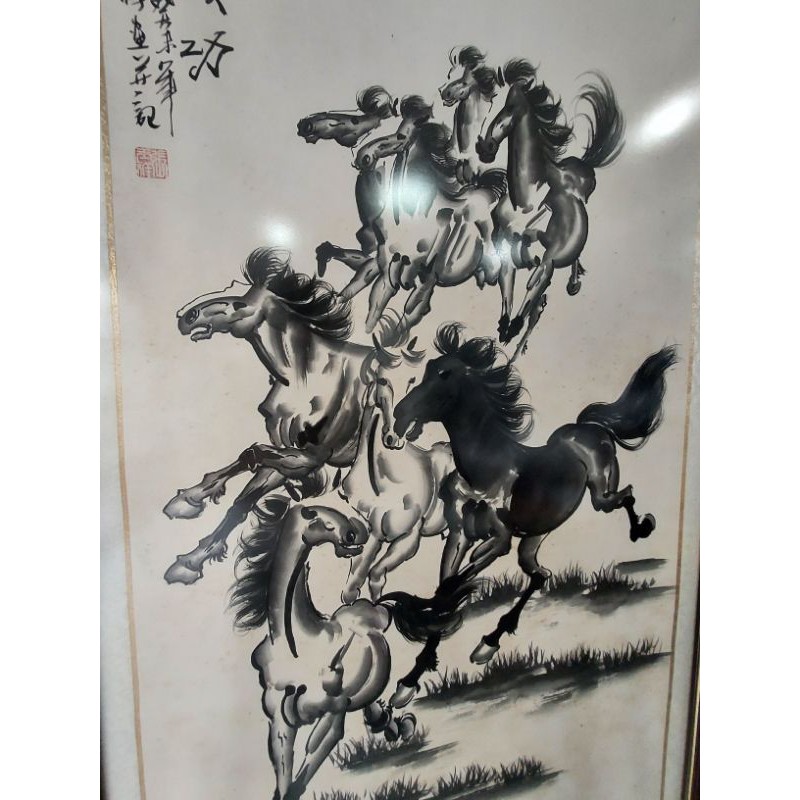 ภาพม้า 8 ตัว งานสีน้ำพู่กันจีน, 8 horses pictures, Chinese watercolor and brush work