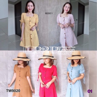 👗Pfashion [ส่งไว!!🚛] P9020 Dress เดรสคอเหลี่ยมกระดุมหน้า Dress Square neck button front dress