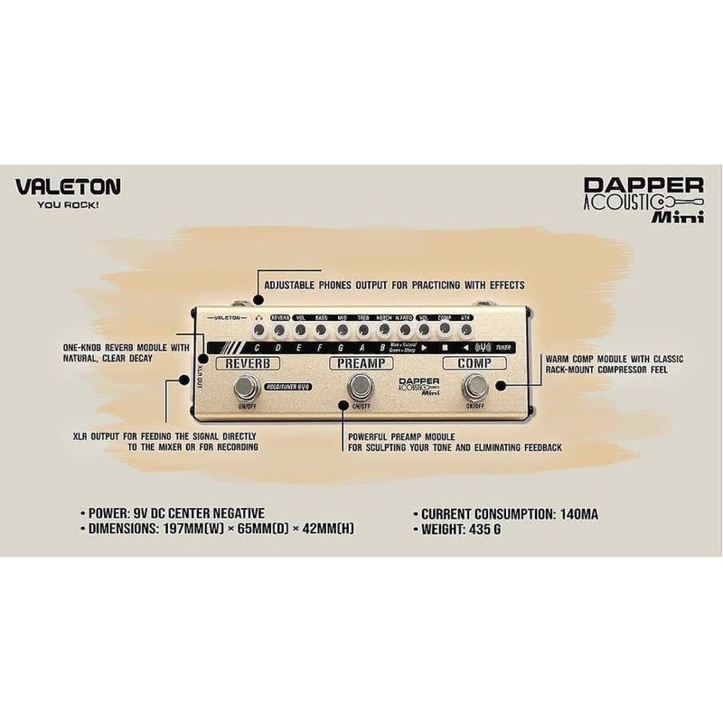 เอฟเฟค กีตาร์โปร่ง Dapper Acoustic by Valeton