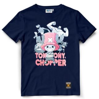 เสื้อยืดผ้าฝ้ายพรีเมี่ยมเสื้อยืดวันพีช One piece : CHOPPER-504-BK / สีดำ เสื้อยืดแขนสั้นสไตล์สตรีท