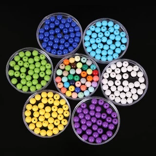 ลูกปัดอะคริลิกทรงกลมสีสันสดใส 6-8 มม. ตัวเว้นระยะ อุปกรณ์ DIY ทำสร้อยคอ สร้อยข้อมือ เครื่องประดับ