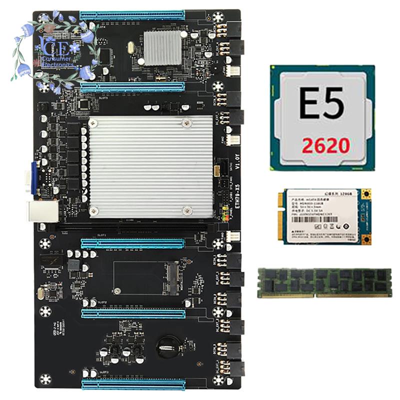 ETH79-X5 BTC Mining Motoard with E5 2620 CPU8G DDR3 RAM128G SSD