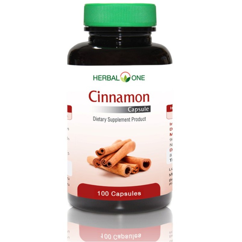 Healthy Food ✴Herbal One Cinnamon อ้วยอันโอสถ ผงอบเชย 100 แคปซูล 15824♛