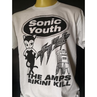 เสื้อนำเข้า Sonic Youth The Amps Bikini Kill Nirvana Alternative Grunge Rock Punk Psychedelic Style Vintage T-Shirt