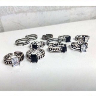 พร้อมส่ง 💍 แหวนเงิน925ลายโซ่ประดับพลอยนิล รุ่น P21