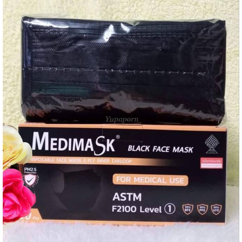 พร้อมส่ง❗ปลีก-ยกลัง Medimask ASTM LV 1 สีดำ รุ่นใหม่ VFE/BFE/PFE 99% หน้ากากอนามัยทางการแพทย์