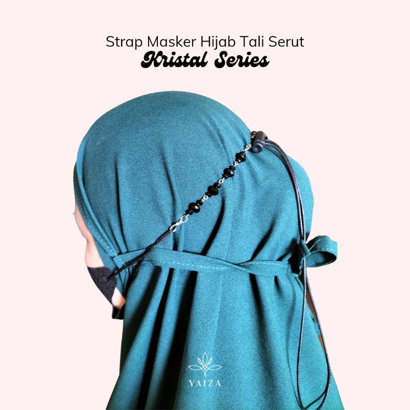 Vaiza - [Crystal Series Drawstring Strap ] 2in1 Crystal Hijab Connector Mask Strap With Stopper