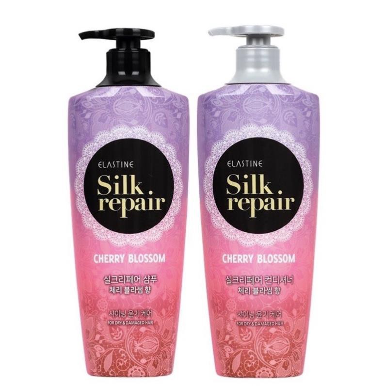 Elastine Silk Repair Shampoo , ครีมนวดผมสําหรับดูแลเส ้ นผมและบํารุง 550ml กลิ ่ นเชอร ์ รี ่ บลอสซั ่ ม