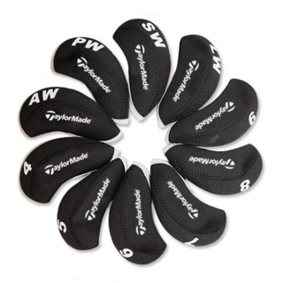  TaylorMade Golf Iron Covers 10pcs HeadCovers (Black) Elastic Neoprene Head Cover EOZH