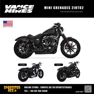 **ฟรีส่งผ่อน0%** Vance &amp; Hines - Mini Grenades 2 into 2 สำหรับ Sportster 2014-2020 Vance and Hines V&amp;H