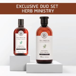 EXCLUSIVE DUO SET2 HERB MINISTRY - Tea Tree Oil Body Wash Shower Gel 450 ml / HERB MINISTRY Tea tree oil Shampoo 250 ml