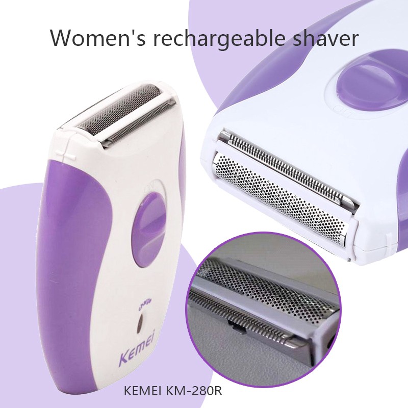 Kemei KM-280R เครื่องโกนกำจัดขนไร้สายใบมีดคู่ ขนาดพกพา รูปที่ 3