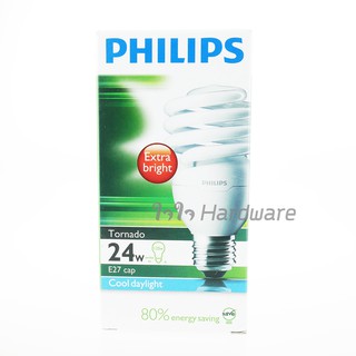 Philips หลอดไฟเกลียว ทอร์นาโด Tornado 24 W ขั้ว E27 แสงขาว Cool DayLight 6500K D26-02