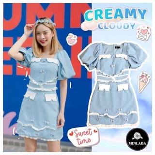 🔖🔖Tag : Minlada เดรสสั้น มินิเดรส CREAMY CLOUDY 👗👗(Size XL)