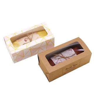 พร้อมส่งกล่องใส่ขนม 17.5*9*5ซม (10ใบ) กล่องใส่ขนมทรงยาว มีหน้าต่างพลาสติก กล่องคุกกี้ กล่องใส่บราวนี่ กล่องลิ้นชัก