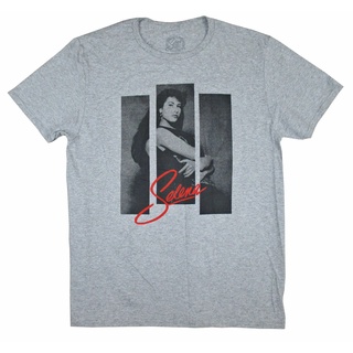 ใหม่ เสื้อยืดลําลอง แขนสั้น คอกลม พิมพ์ลาย Selena 3 strips photo Heather สีเทา แฟชั่นยอดนิยม