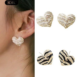 Kiel ต่างหูคริสตัล Rhinestone รูปหัวใจ Ear Stud Earrings เครื่องประดับ