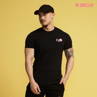 ZIRCUIT เสื้อยืดแขนสั้น BODY FIT Cotton 100% ปักลายดอกซากุระ