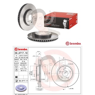 09 A717 11 จานเบรก-หน้า HC,UV (ยี่ห้อ Brembo) LEXUS IS Gen2 (GSE20) 250 350 ปี2005-&gt; ราคาต่อคู่