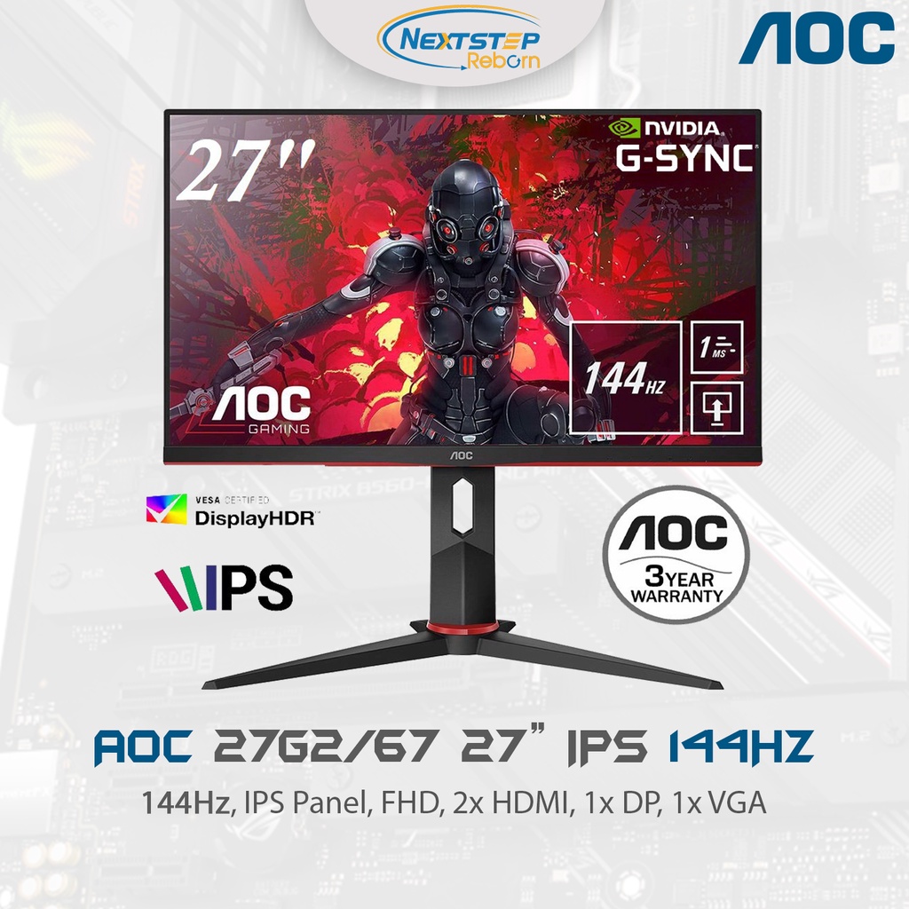 Monitor 27 Aoc 27g2 67 Ips 144hz Hdmi Dp Vga จอมอน เตอร ของใหม ร บประก น 3 ป Shopee Thailand