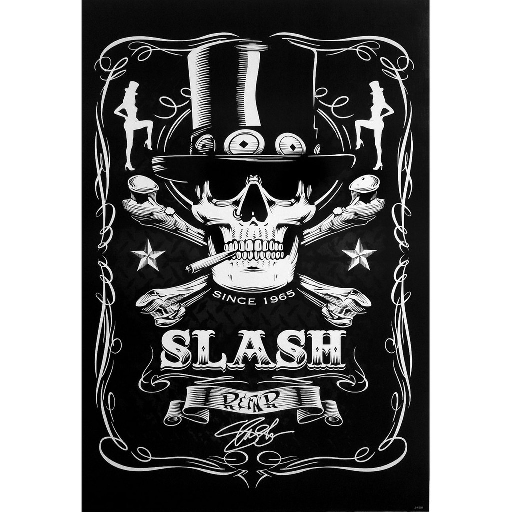 โปสเตอร์ รูปวาด กราฟฟิก นักดนตรี ร็อก Slash Guns N' Roses POSTER 24"x35" Inch Guitar Players Hard Ro