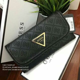 GUESS FACTORY Womens Ebony Logo-Embossed Slim Walletแท้💯💯outlet