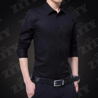 【COD】เสื้อเชิ้ตผู้ชายแขนยาว 6 สี SLIM FIT Men เสื้อเชิ้ตทางการธุรกิจ