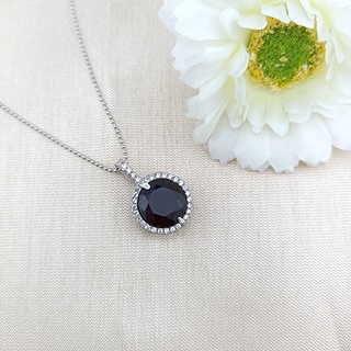 925 sterling silver brown necklaceสร้อยคอเงินแท้สีน้ำตาลเข้มเพรชczสร้อยคอ ประดับเพชร ทรงกลม หรูหรา แบบเรียบง่าย สไตล์ใหม