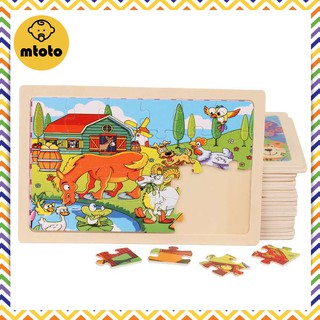 MTOTO จิ๊กซอว์ไม้ สำหรับเด็ก ลายสัตว์น้อยน่ารัก ของเล่นเสริมพัฒนาการ 24 ชิ้น