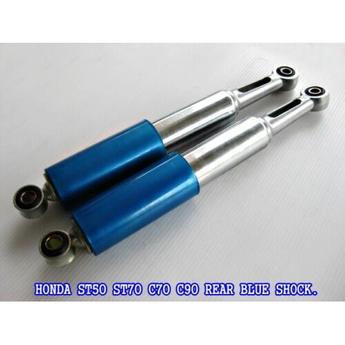 REAR "BLUE" SHOCK SET Fit For HONDA ST50 ST70 C70 C90 CT70 CF50 CF70 SS50 S65 // โช๊คคู่หลัง โช๊คหลัง สีฟ้า กระบอกชุบ