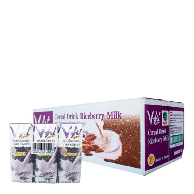 V-Fit วีฟิท น้ำนมข้าวไรซ์เบอร์รี่ 250ml/กล่อง แพ็คละ36กล่อง Riceberry Milk