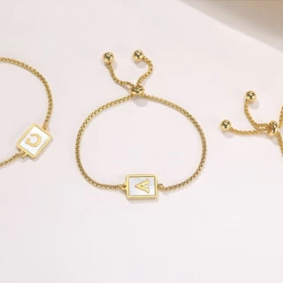 Vnox สร้อยข้อมือโซ่ จี้ตัวอักษร A-Z 26 ตัวอักษร สีทอง แฮนด์เมด หรูหรา สําหรับผู้หญิง