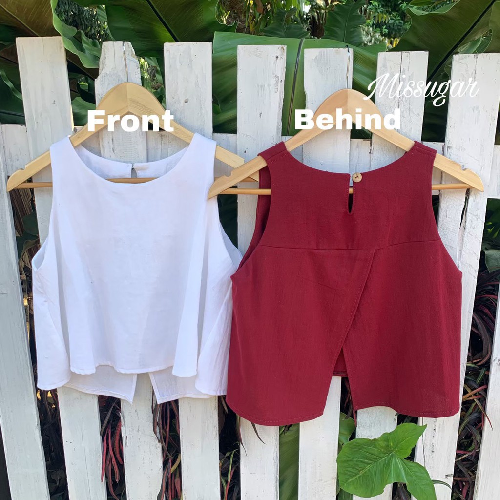 เสื้อกล้าม  เสื้อครอป เสื้อผ้าฝ้าย รุ่น Bella  แขนกุด เสื้อเที่ยวทะเล เสื้อเที่ยวสงกรานต์