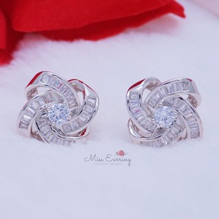 [พร้อมส่ง] Miss earring ต่างหูแป้นกังหัน เพชร CZ 925 starling silver