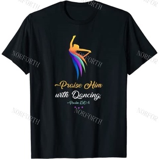 เสื้อยืดสีขาวเสื้อยืด ผ้าฝ้าย พิมพ์ลาย Praise Him with Dancing - Christian Worship Dancer สไตล์เรโทร สําหรับผู้ชายS-4XL