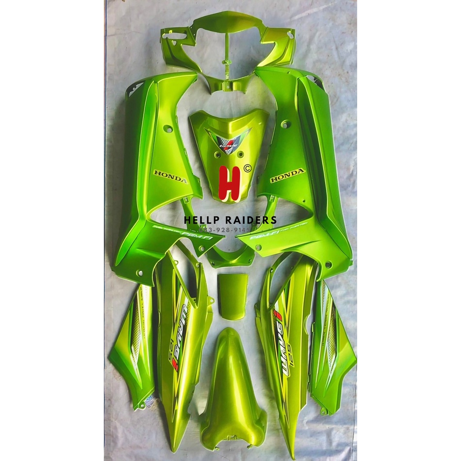 ชุดสี wave125i รุ่นไฟเลี้ยวบังลม สีดำเทา พร้อมติดลาย ปี2007 สีดำ เฟรมรถ เวฟ125i ยกชุด15ชิ้น