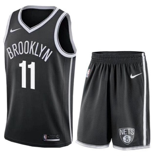 เสื้อกีฬาแขนสั้น ลายทีม NBA Brooklyn Nets No.11 Irving Irving สีดํา สไตล์คลาสสิก