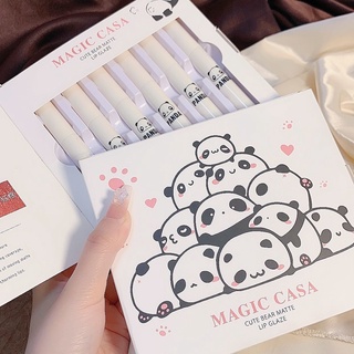 Magic CASA ลิปสติก ลิปกลอส เนื้อแมตต์ กันน้ํา ลายแพนด้าน่ารัก 6 ชิ้น